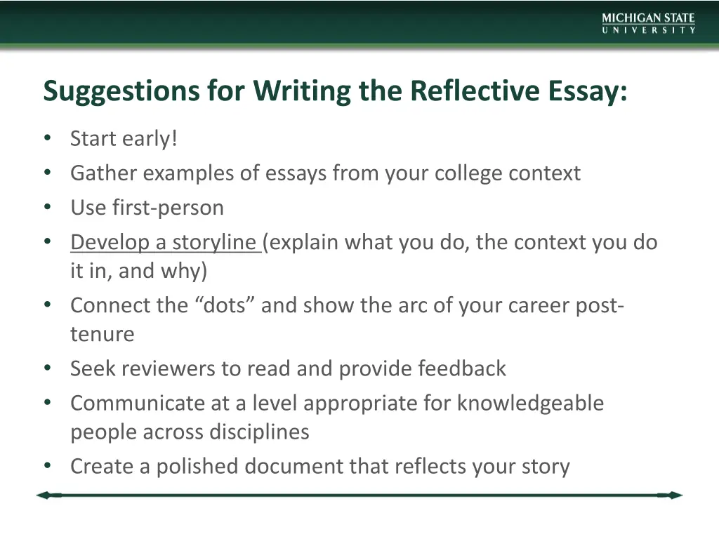 suggestions for writing the reflective essay