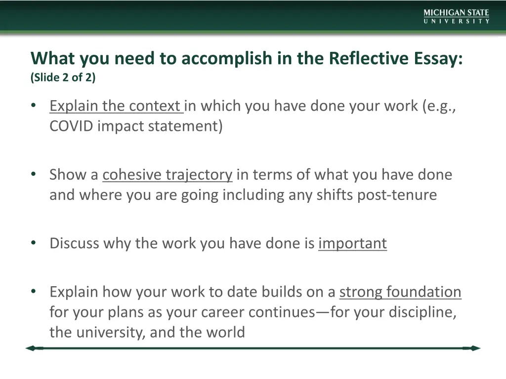 what you need to accomplish in the reflective 1
