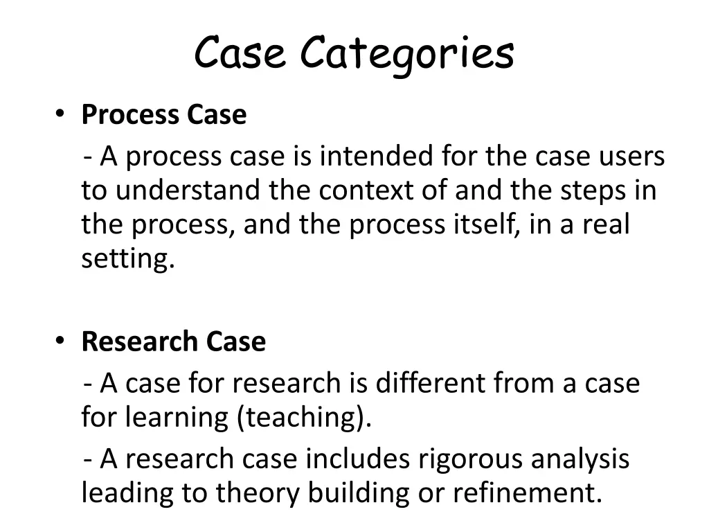 case categories process case a process case