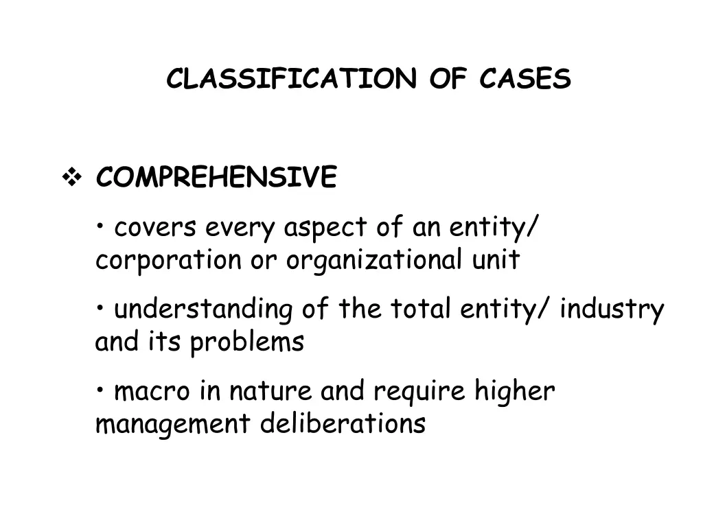 classification of cases