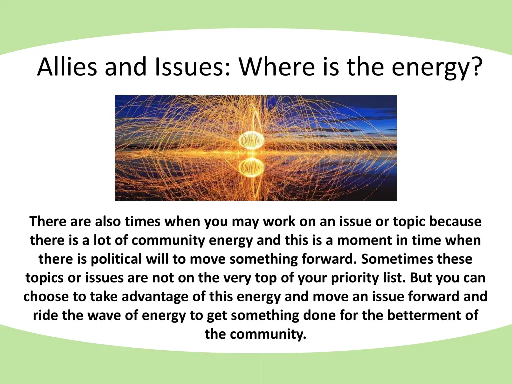 allies and issues where is the energy