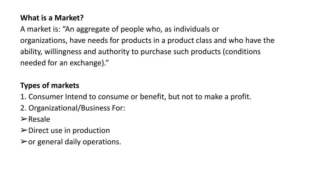 what is a market a market is an aggregate