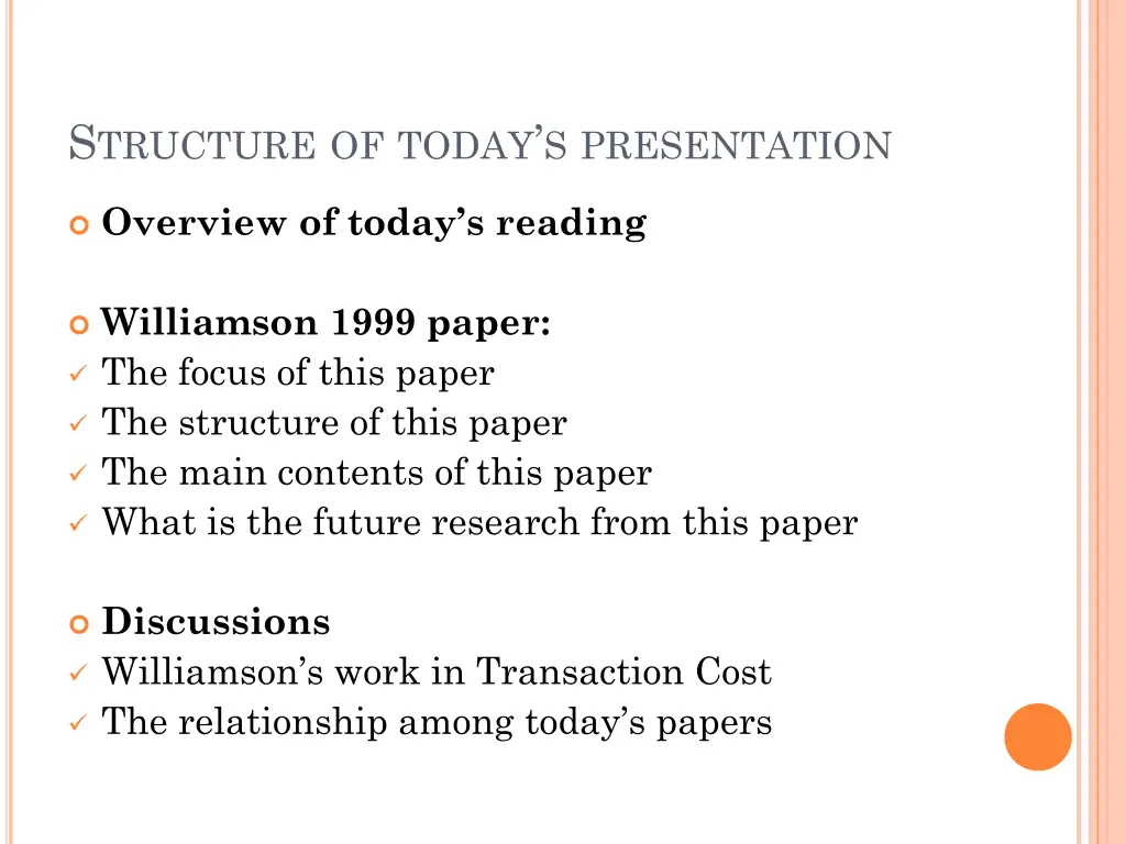 s tructure of today s presentation