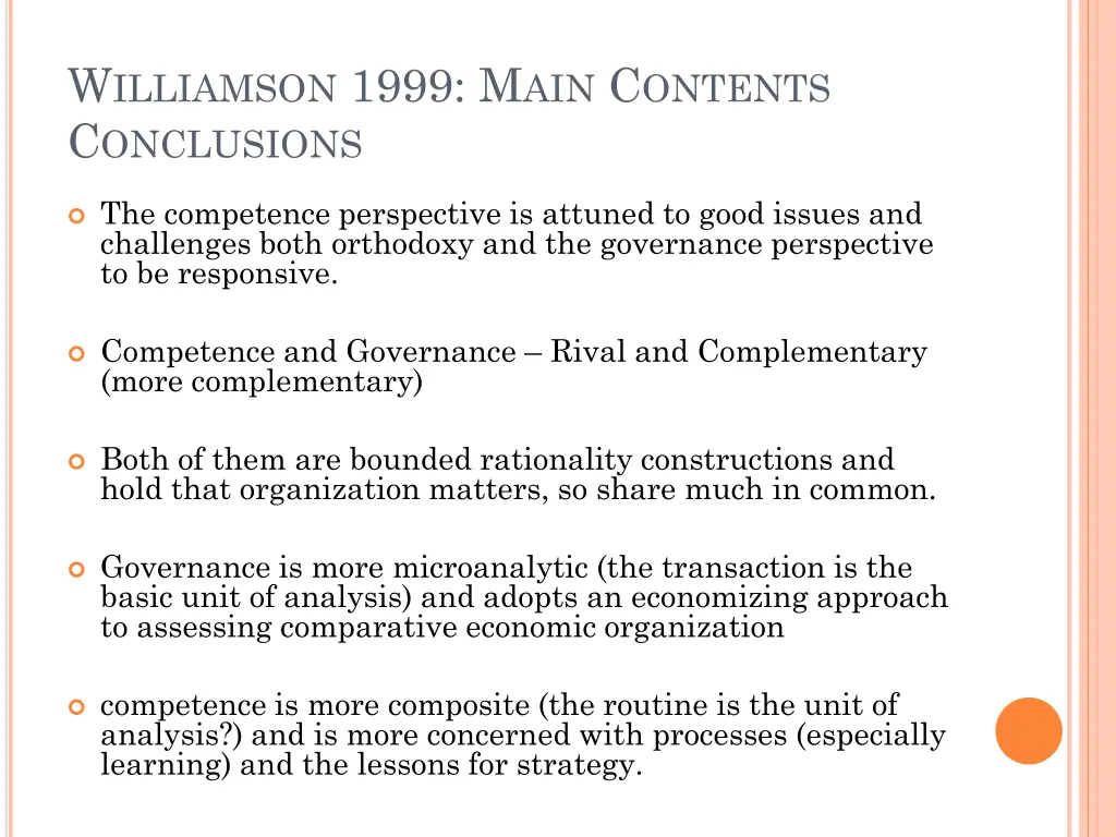 w illiamson 1999 m ain c ontents c onclusions