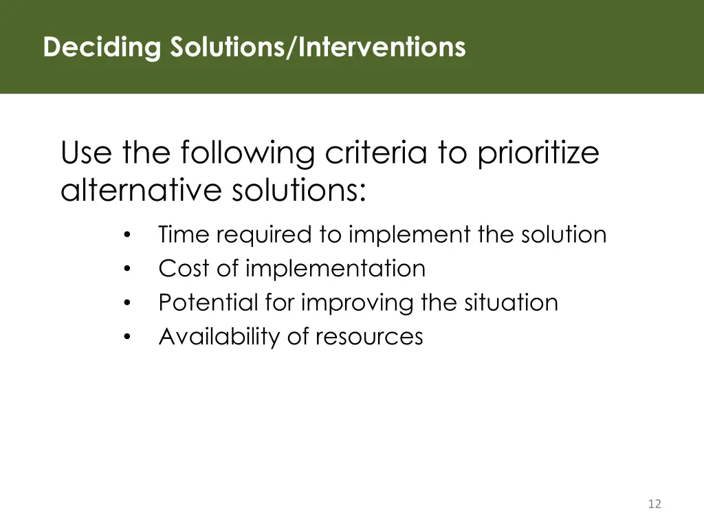 deciding solutions interventions