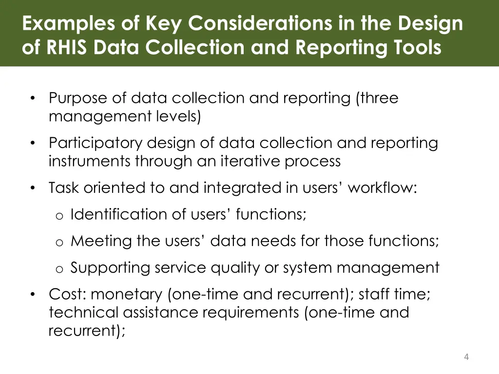 examples of key considerations in the design