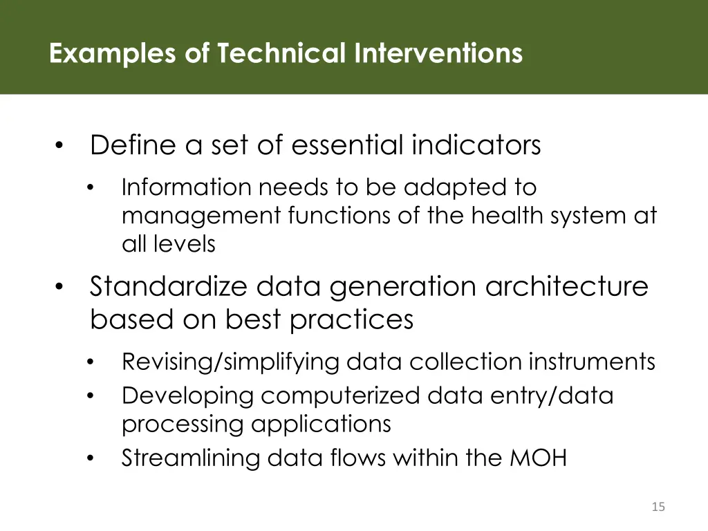examples of technical interventions