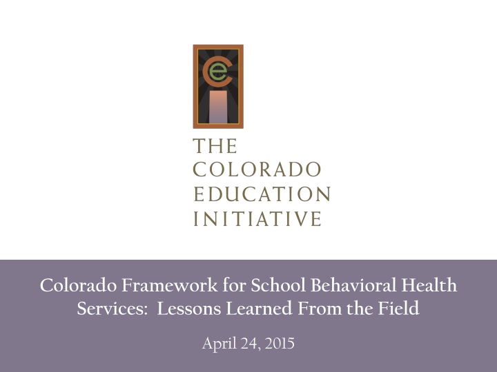 colorado framework for school behavioral health