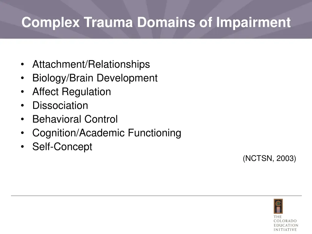 complex trauma domains of impairment