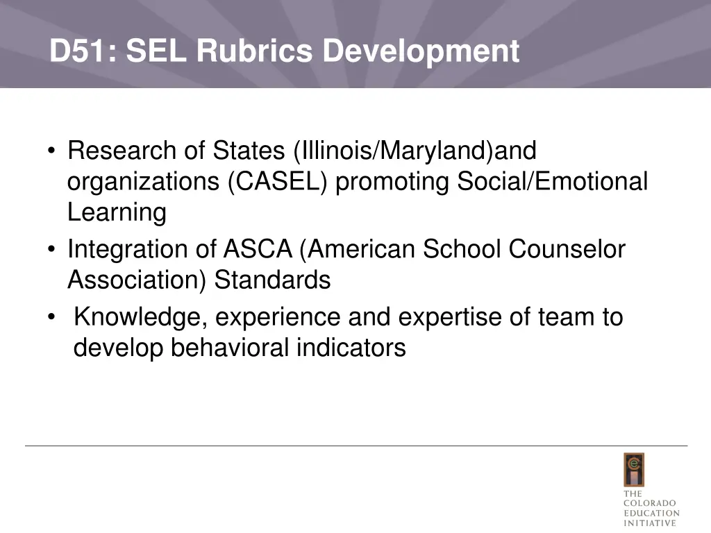 d51 sel rubrics development