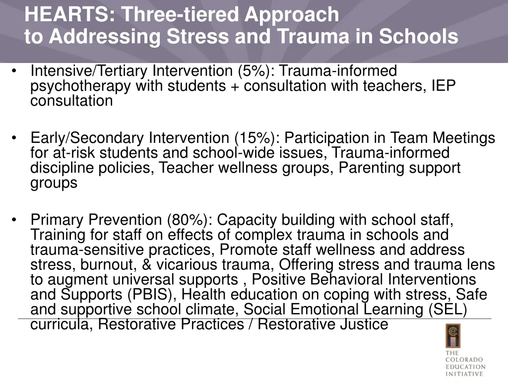 hearts three tiered approach to addressing stress