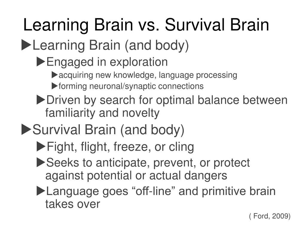 learning brain vs survival brain learning brain