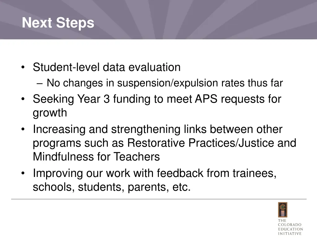 next steps