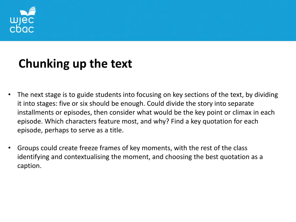 chunking up the text