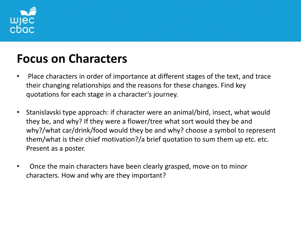 focus on characters