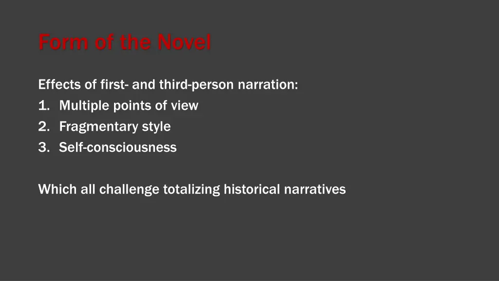 form of the novel