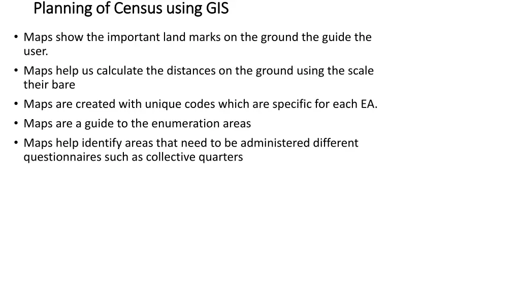 role role planning of census using gis planning