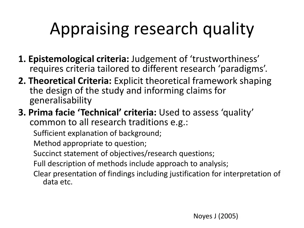 appraising research quality