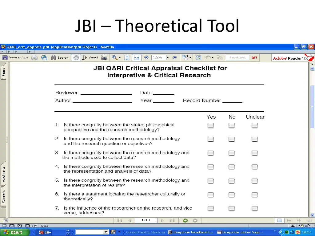 jbi theoretical tool