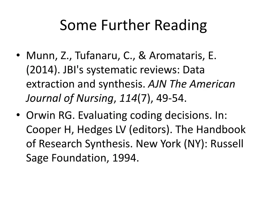 some further reading