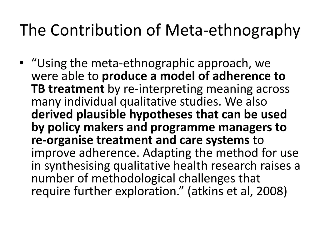 the contribution of meta ethnography