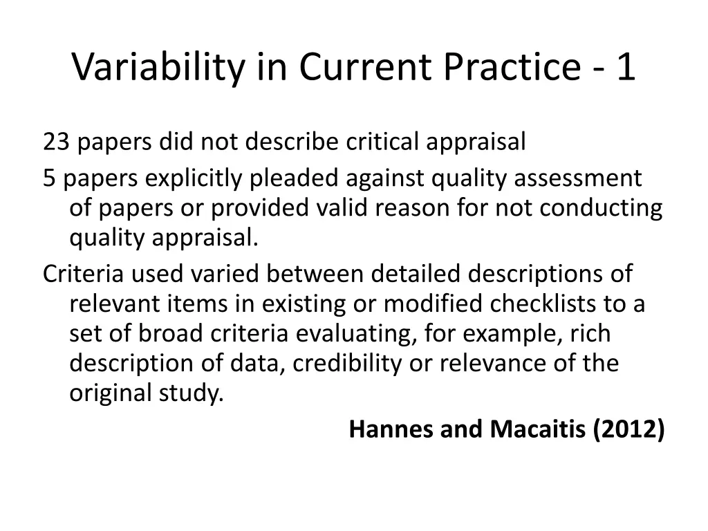 variability in current practice 1
