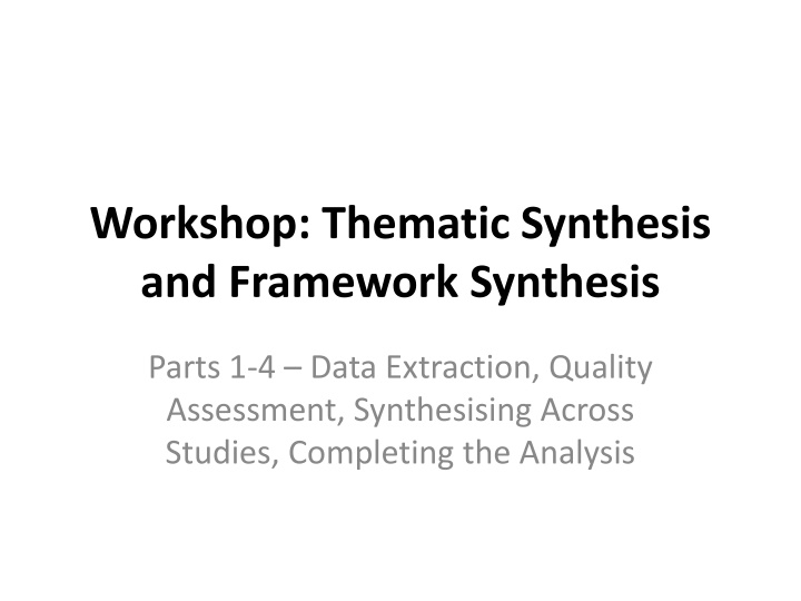 workshop thematic synthesis and framework