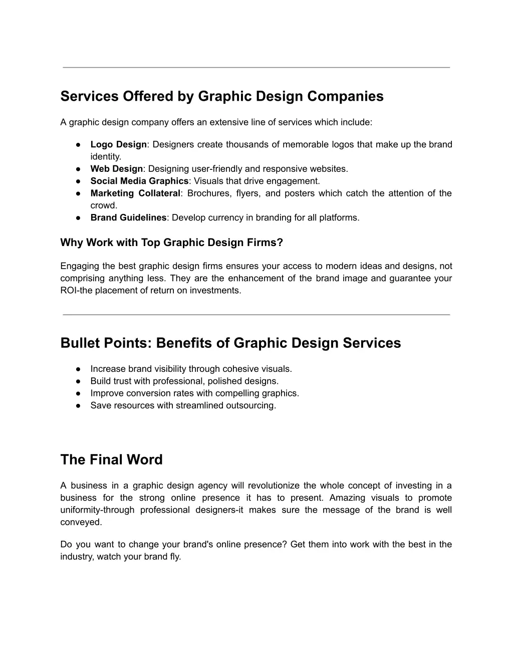 services offered by graphic design companies