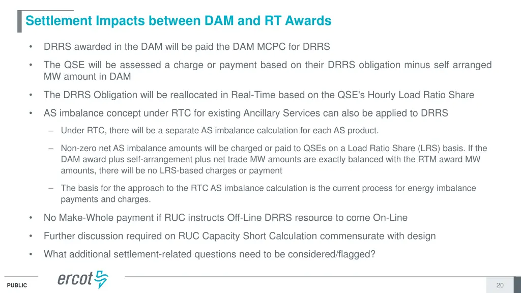 settlement impacts between dam and rt awards
