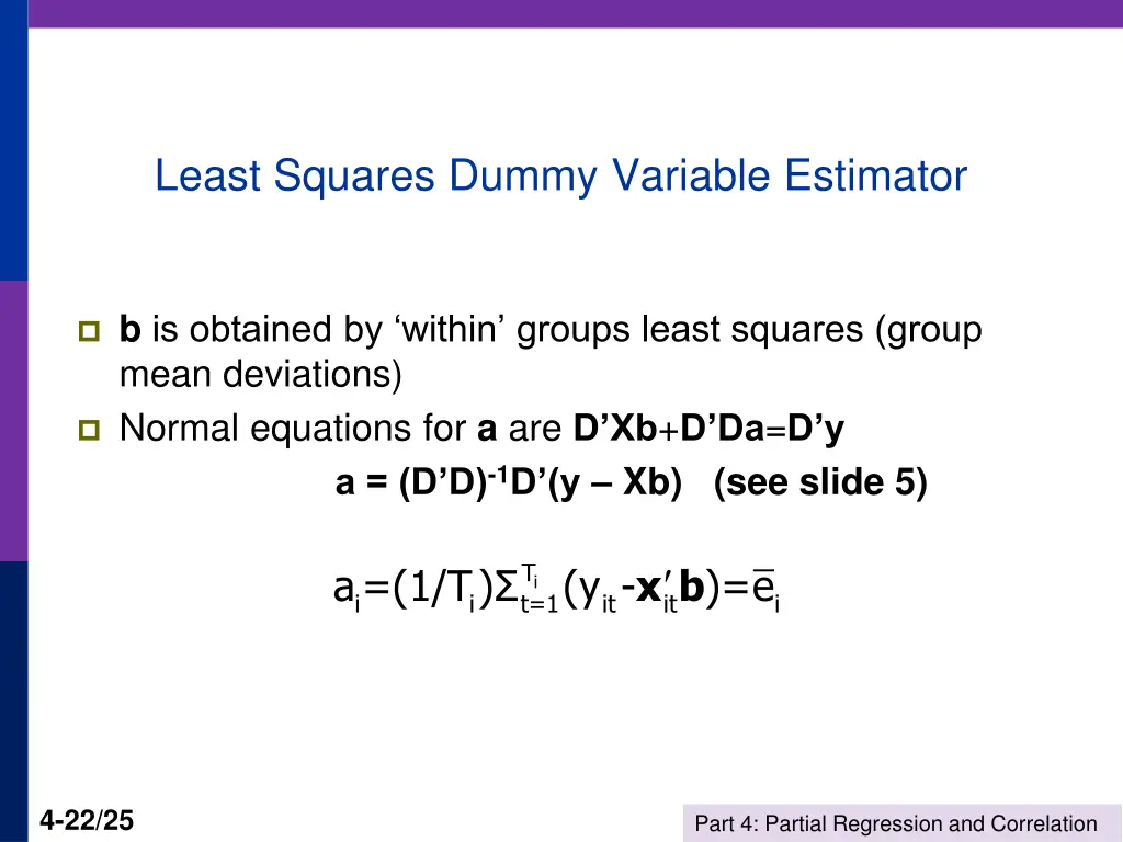 least squares dummy variable estimator