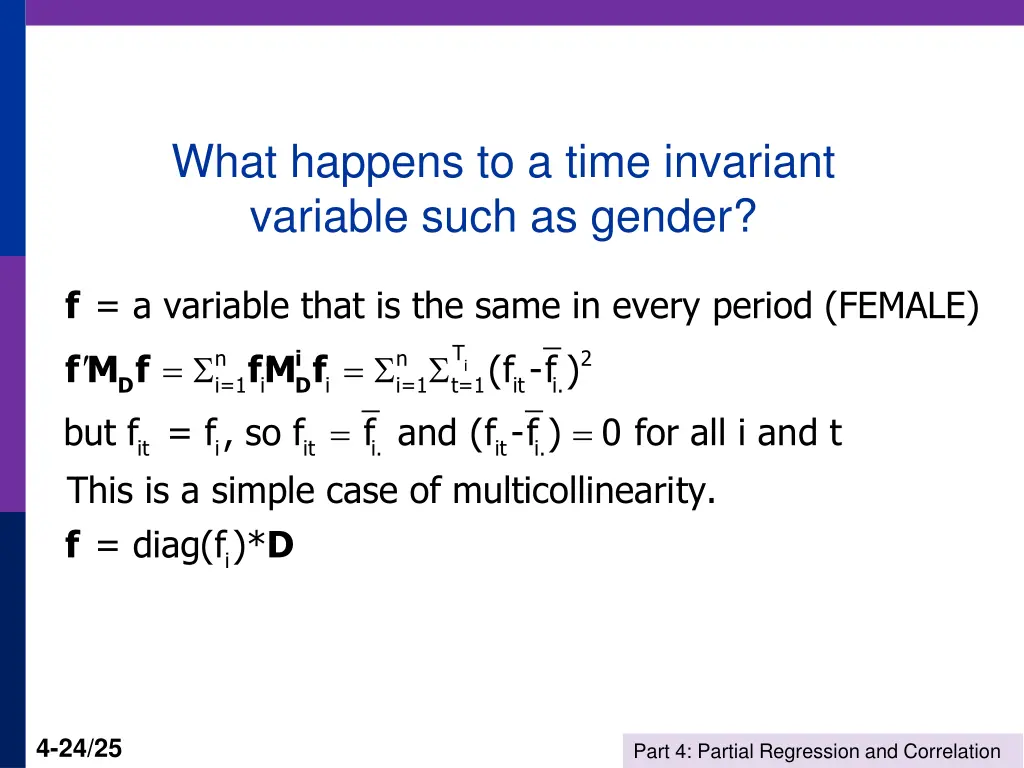 what happens to a time invariant variable such
