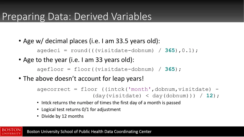 preparing data derived variables 2