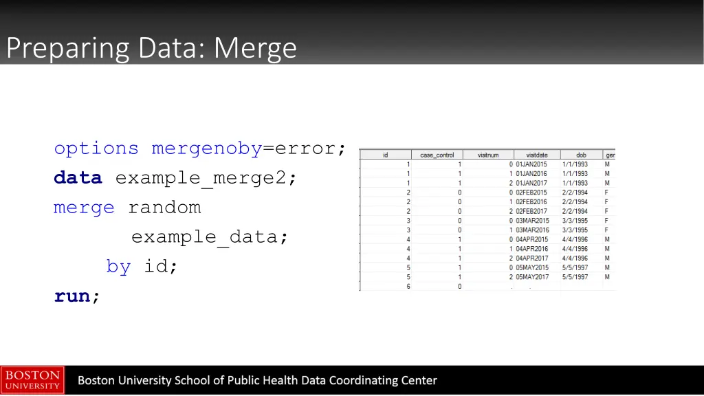 preparing data merge 1