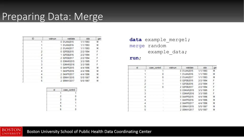 preparing data merge