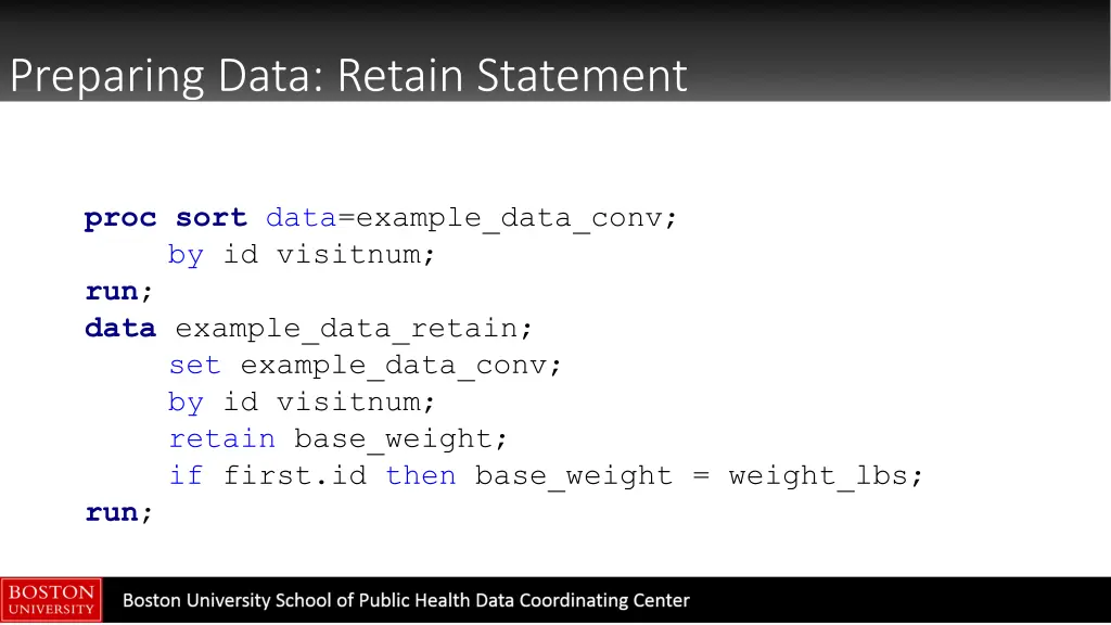 preparing data retain statement 1