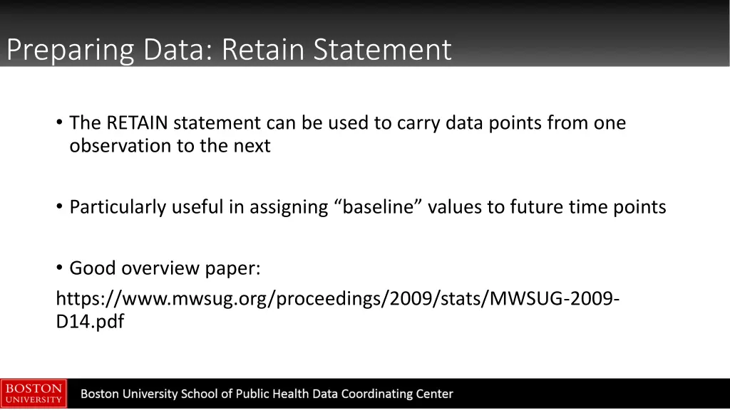 preparing data retain statement