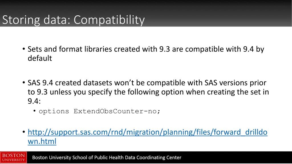storing data compatibility
