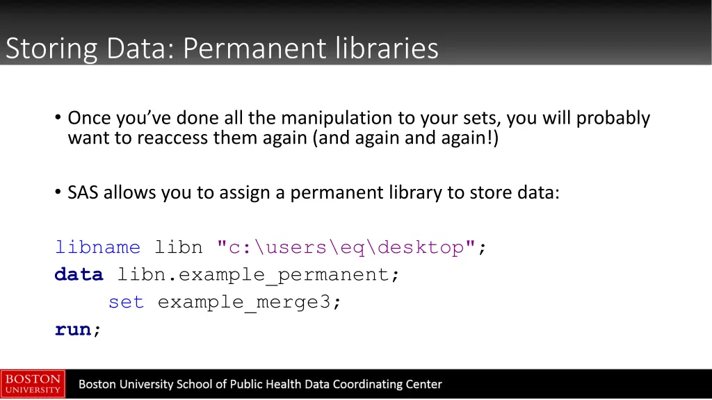 storing data permanent libraries