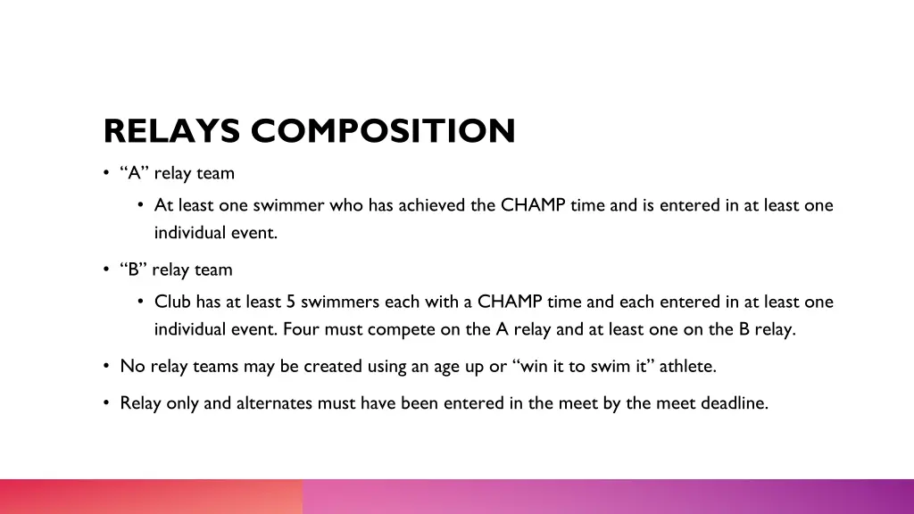 relays composition a relay team at least