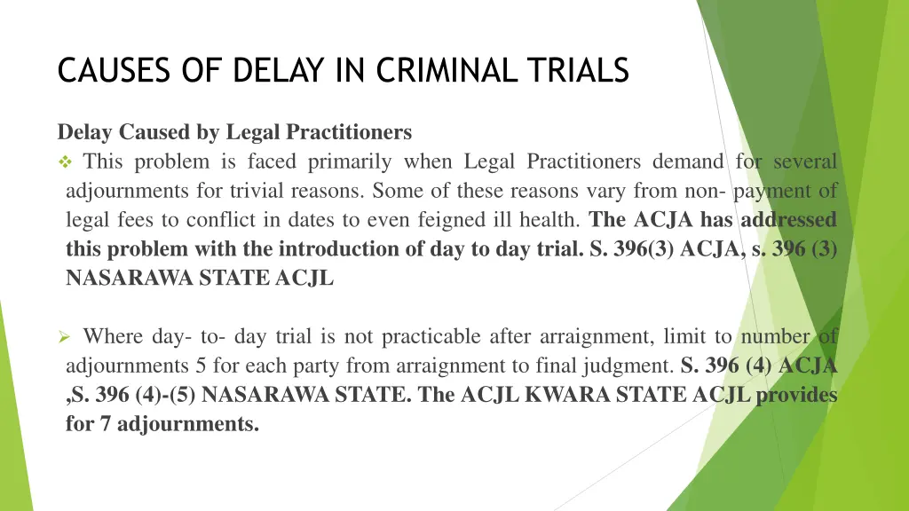 causes of delay in criminal trials