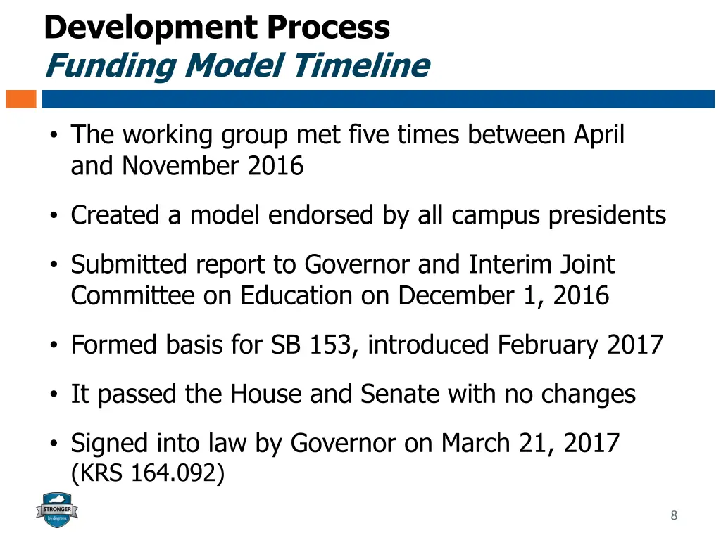 development process funding model timeline