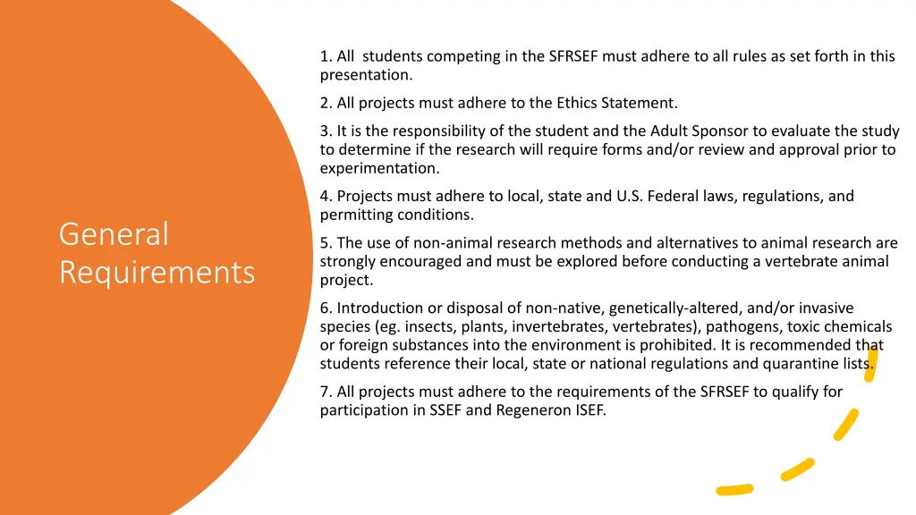1 all students competing in the sfrsef must