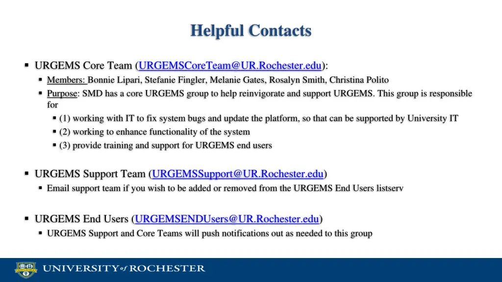 helpful contacts