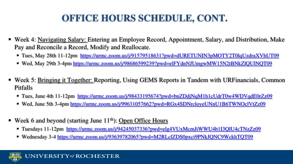 office hours schedule cont