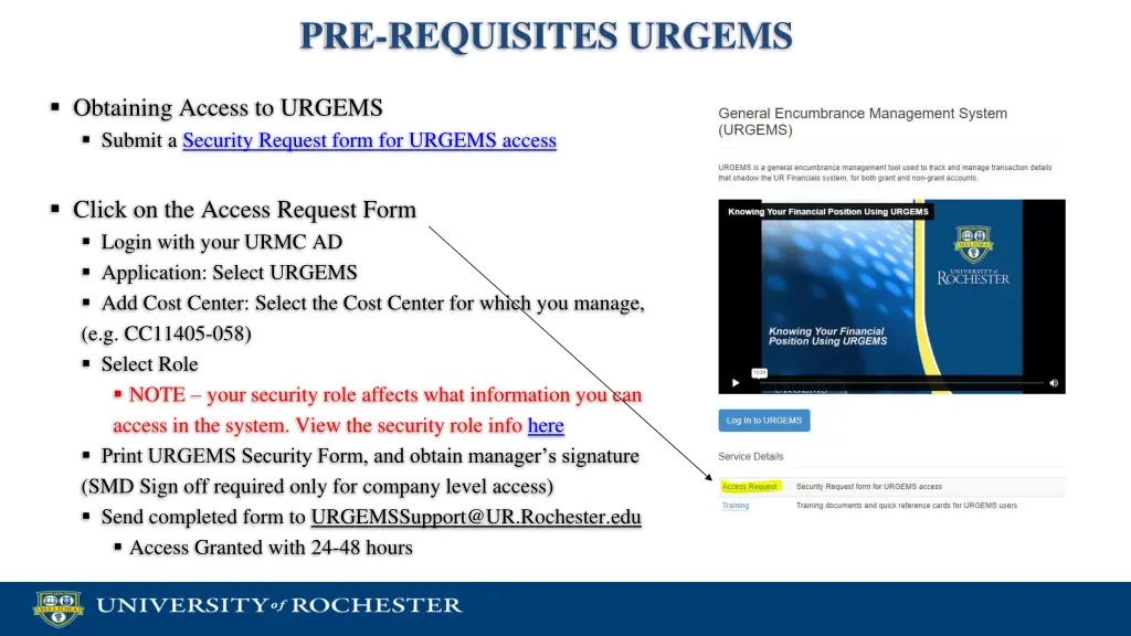 pre requisites urgems