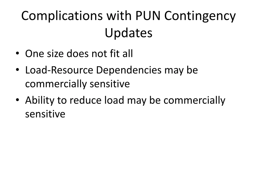 complications with pun contingency updates