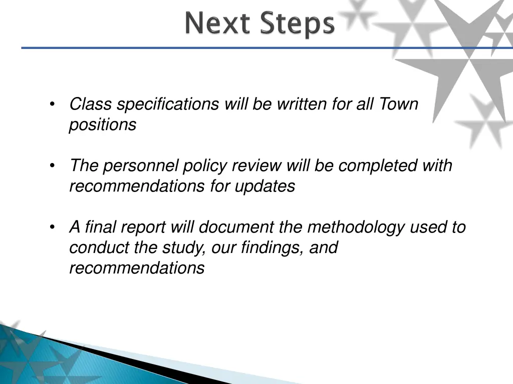 class specifications will be written for all town