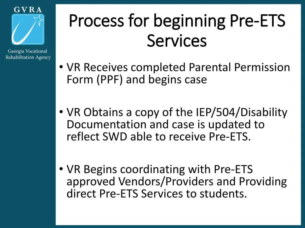 process for beginning pre process for beginning