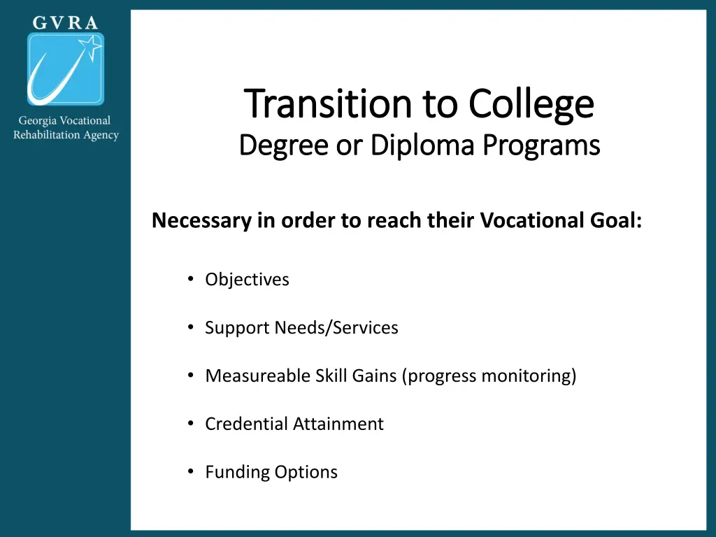 transition to college transition to college