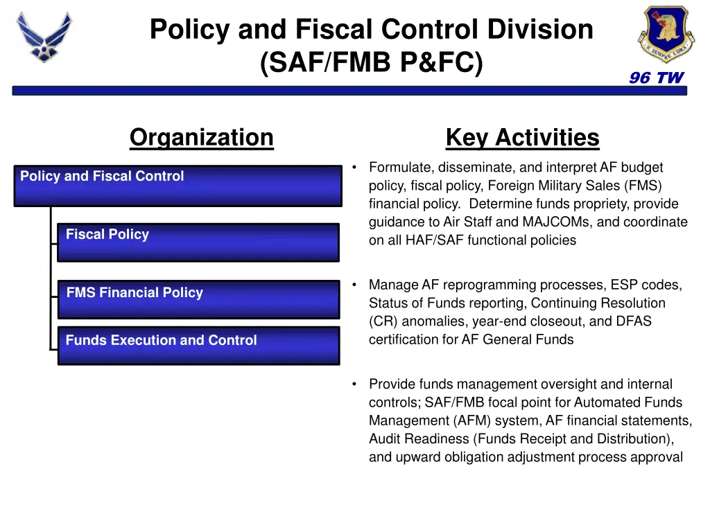 policy and fiscal control division saf fmb p fc